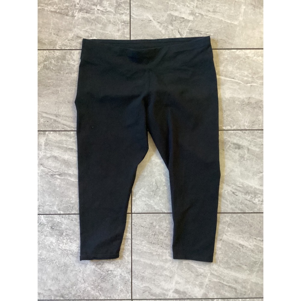 Pact Organic Cotton Cropped Leggings Black XXL Mid Rise Yoga Pants RN 128480